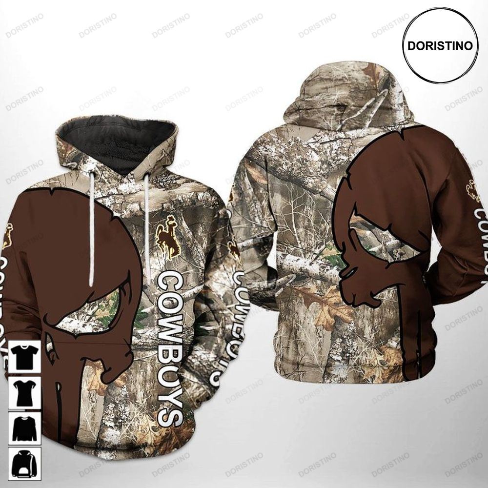 Wyoming Cowboys Camo Veteran Hunting All Over Print 3D Hoodie, Great For Ncaa Fans