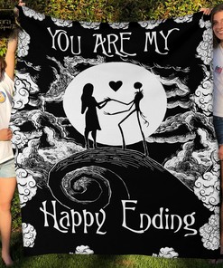You Are My Happy Ending Nightmare Fleece Blanket - Jack and Sally Couple Gift