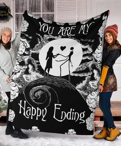 You Are My Happy Ending Nightmare Fleece Blanket - Jack and Sally Couple Gift