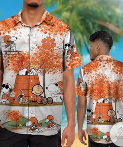 Adorable Snoopy Clemson Tigers Autumn Hawaiian Shirt for Kids