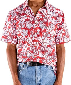 Alabama Crimson Tide Floral Hawaiian Button Down for Men