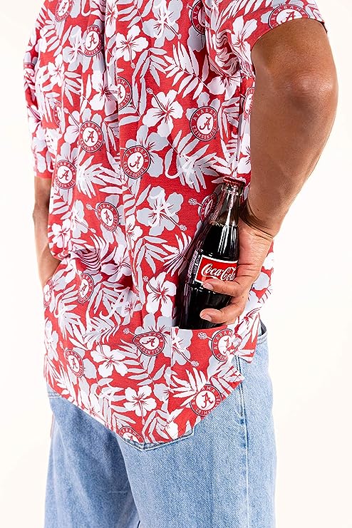 Alabama Crimson Tide Floral Hawaiian Button Down for Men