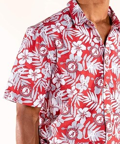 Alabama Crimson Tide Floral Hawaiian Button Down for Men