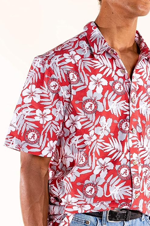 Alabama Crimson Tide Floral Hawaiian Button Down for Men