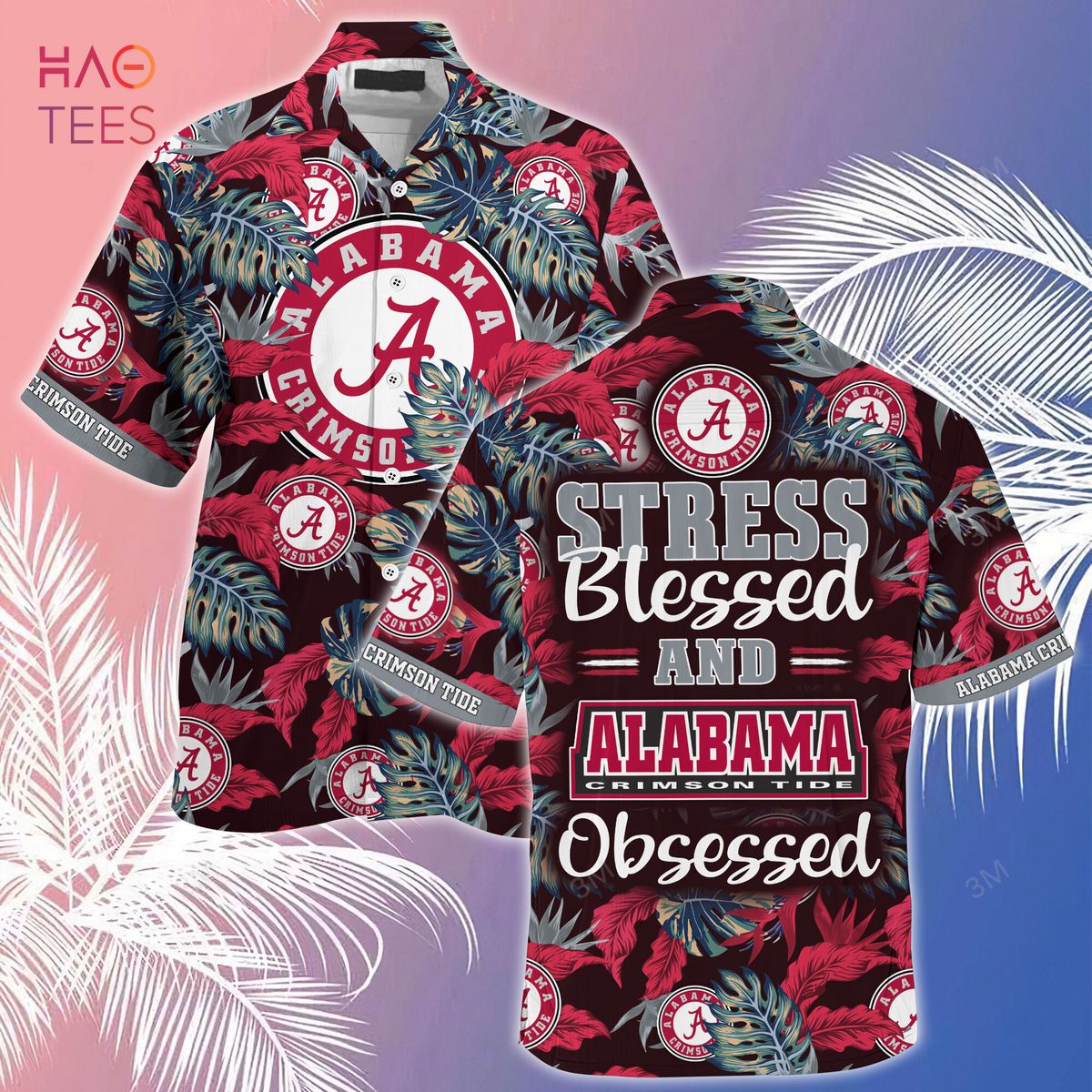Alabama Crimson Tide Hawaiian Shirt & Shorts - Stress Blessed Obsessed for Fans