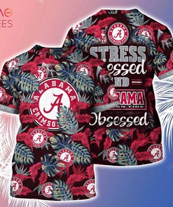 Alabama Crimson Tide Hawaiian Shirt & Shorts - Stress Blessed Obsessed for Fans
