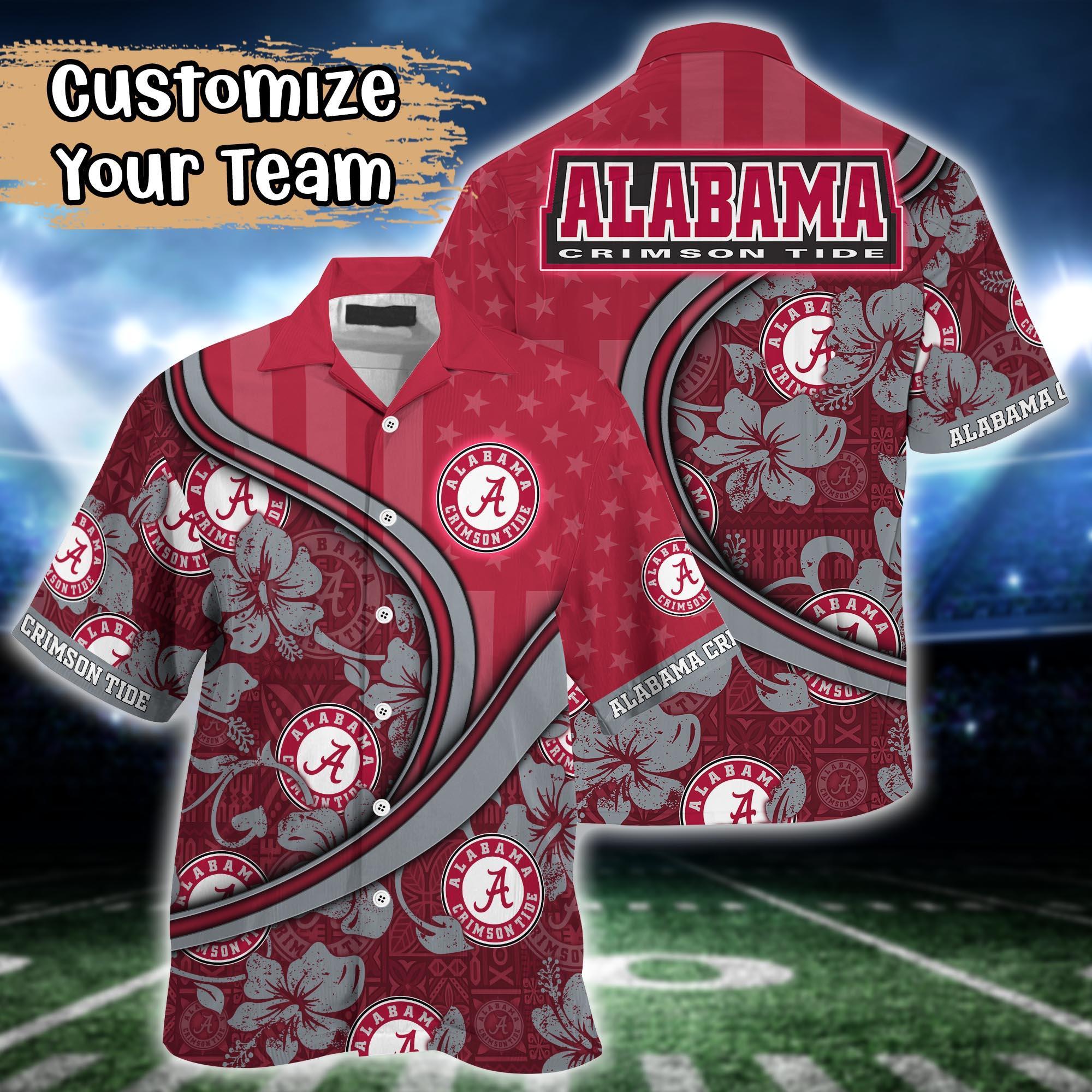 Alabama Crimson Tide NCAA US Flag Flower Hawaii Shirt For Fans