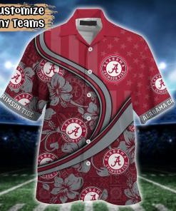Alabama Crimson Tide NCAA US Flag Flower Hawaii Shirt For Fans