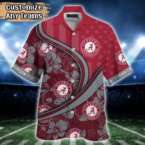 Alabama Crimson Tide NCAA US Flag Flower Hawaii Shirt For Fans