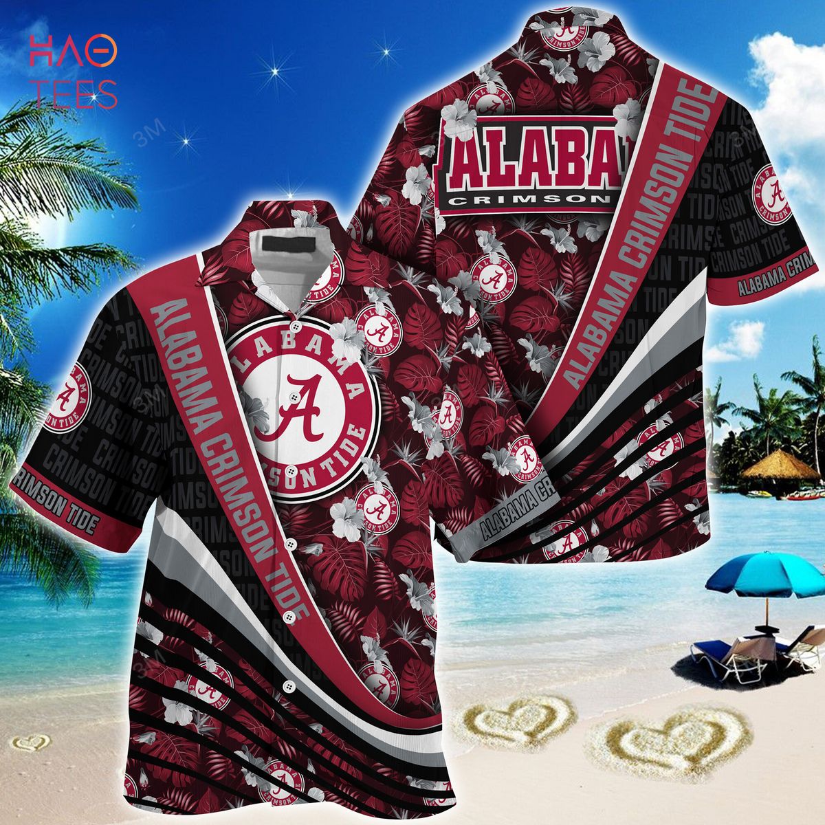 Alabama Crimson Tide Summer Hawaiian Shirt with Tropical Flower Pattern