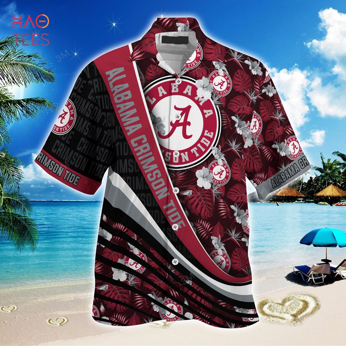 Alabama Crimson Tide Summer Hawaiian Shirt with Tropical Flower Pattern