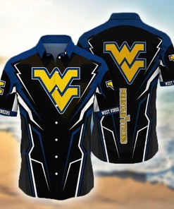 Aloha to West Virginia Mountaineers with Blue Gold Aloha Hawaiian Shirt