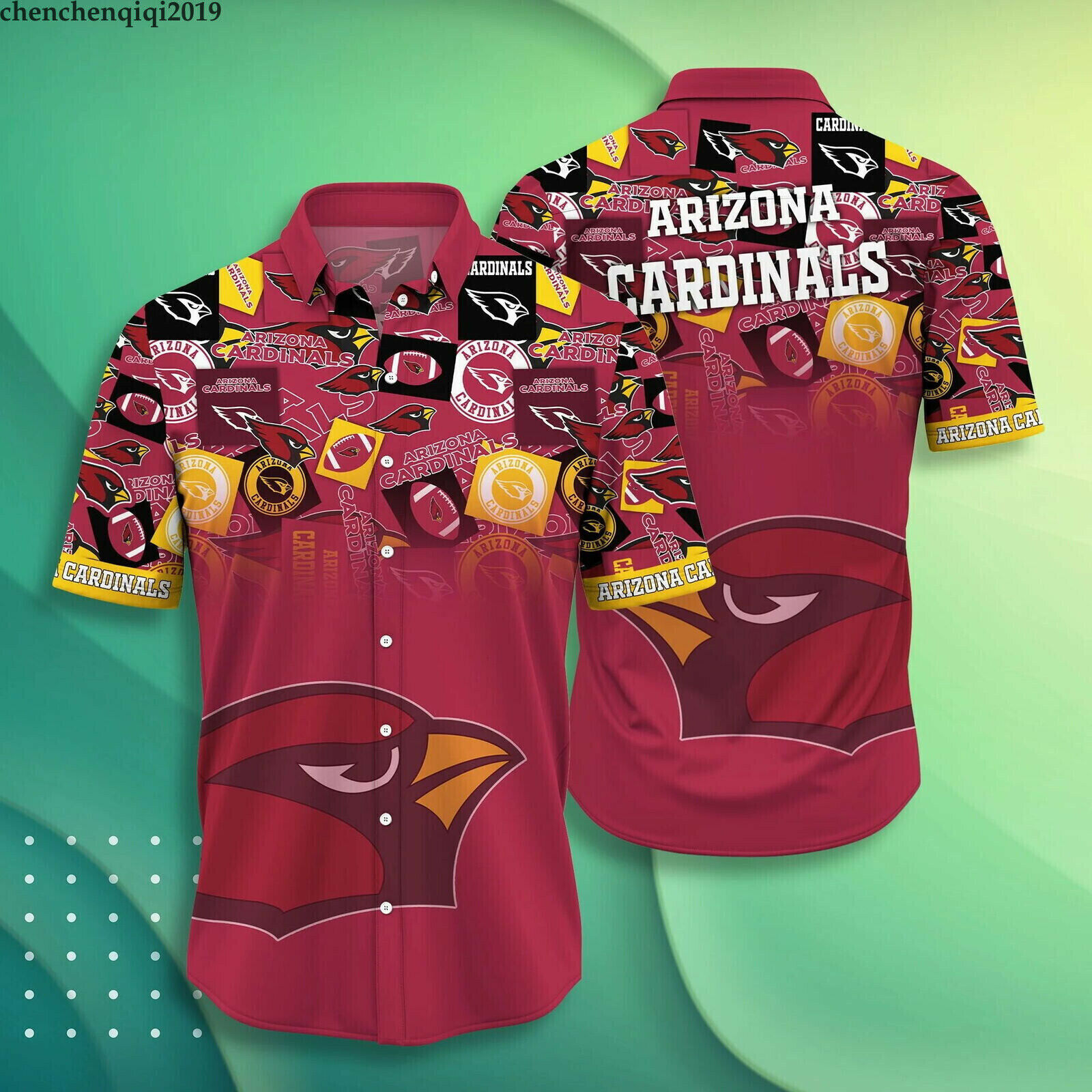 Arizona Cardinals Men's Summer Button Down Hawaiian Shirt for Aloha Feel