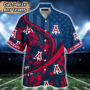 Arizona Wildcats NCAA US Flag Flower Hawaii Shirt For Fans