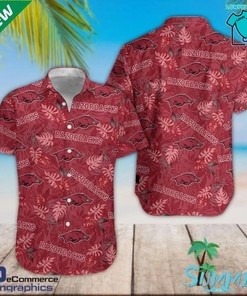Arkansas Razorbacks Hawaiian Aloha Shirt and Shorts, Ideal for Beach Vacations