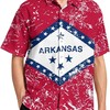 Arkansas State Flag Men's Long Sleeve Hawaiian Shirt - Regular Fit Button Down Fun Prints