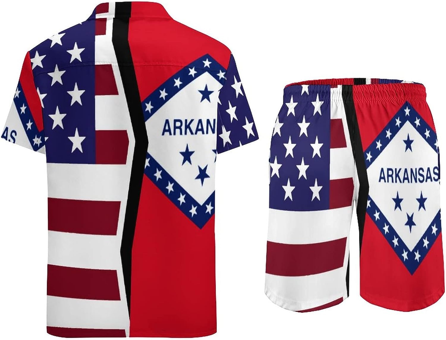 Arkansas State Flag Men's Regular Fit Hawaiian Shirt - Short Sleeve with Pocket