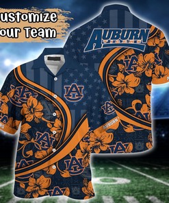 Auburn Tigers NCAA US Flag Flower Hawaii Shirt For Fans