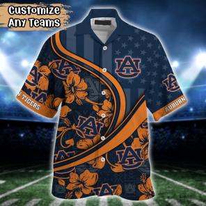 Auburn Tigers NCAA US Flag Flower Hawaii Shirt For Fans