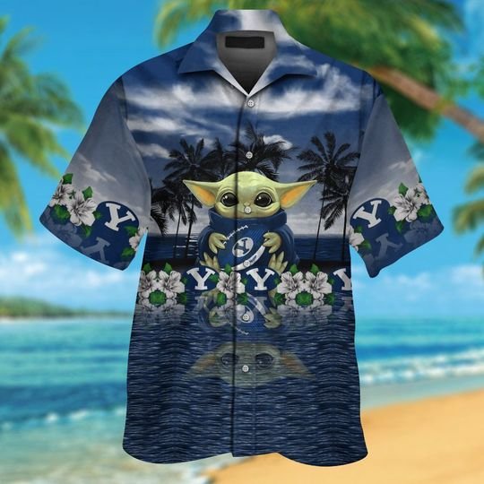 BYU Cougars Baby Yoda Hawaiian Shirt featuring The Peanuts Snoopy - Creative and Fun
