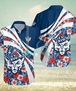 BYU Cougars NCAA Hibiscus Tropical Flower Hawaiian Shirt - On-Trend and Stylish