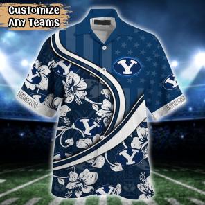 BYU Cougars NCAA US Flag Flower Hawaii Shirt For Fans