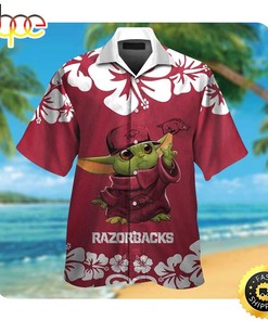 Baby Yoda Hawaiian Shirt for Arkansas Razorbacks Football Fans