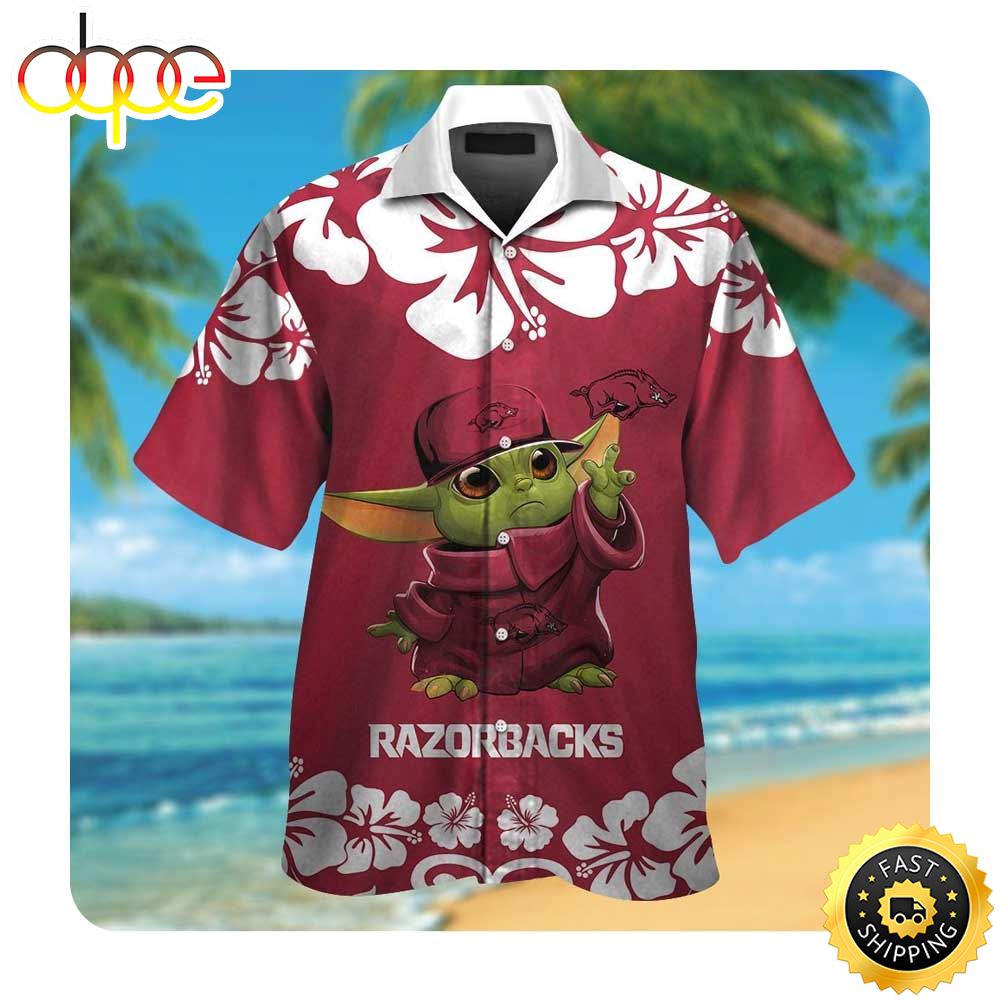 Baby Yoda Hawaiian Shirt for Arkansas Razorbacks Football Fans