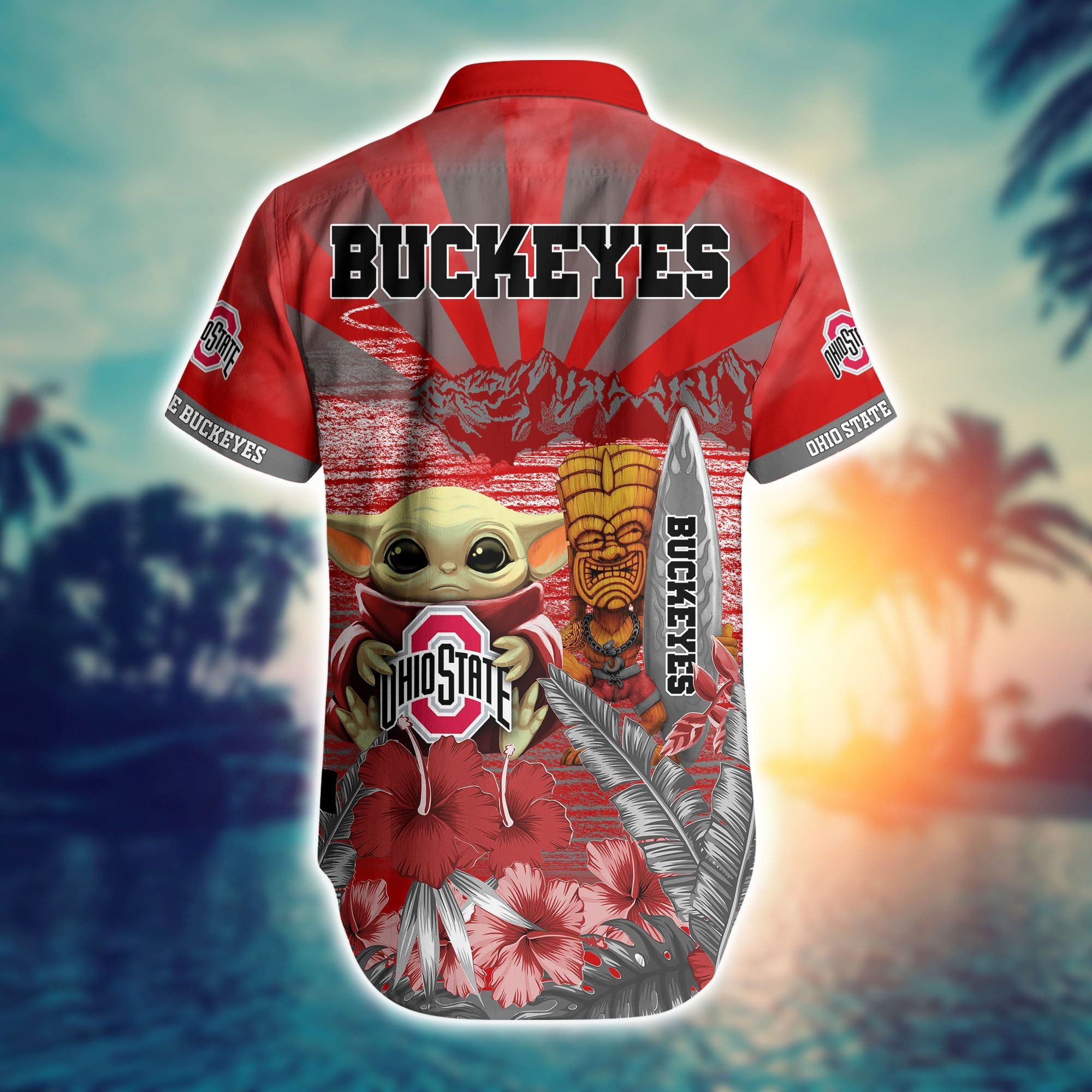 Baby Yoda Hawaiian Shirt for Men and Women - Ohio State Buckeyes NCAA