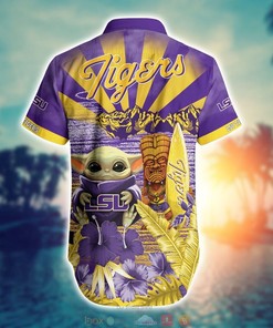 Baby Yoda LSU Tigers NCAA Hawaiian Shirt and Shorts - Cute and Trendy Shirt Design for Baby Yoda and Tigers Fans