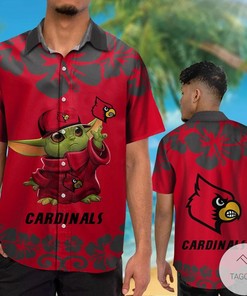 Baby Yoda Louisville Cardinals NCAA Hawaiian Shirt for Boys 