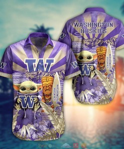 Baby Yoda NCAA Washington Huskies Hawaiian Shirt and Shorts, Perfect for Summer 