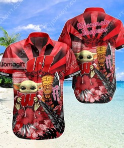 Baby Yoda Wisconsin Badgers Hawaiian Shirt - Gift for Fans