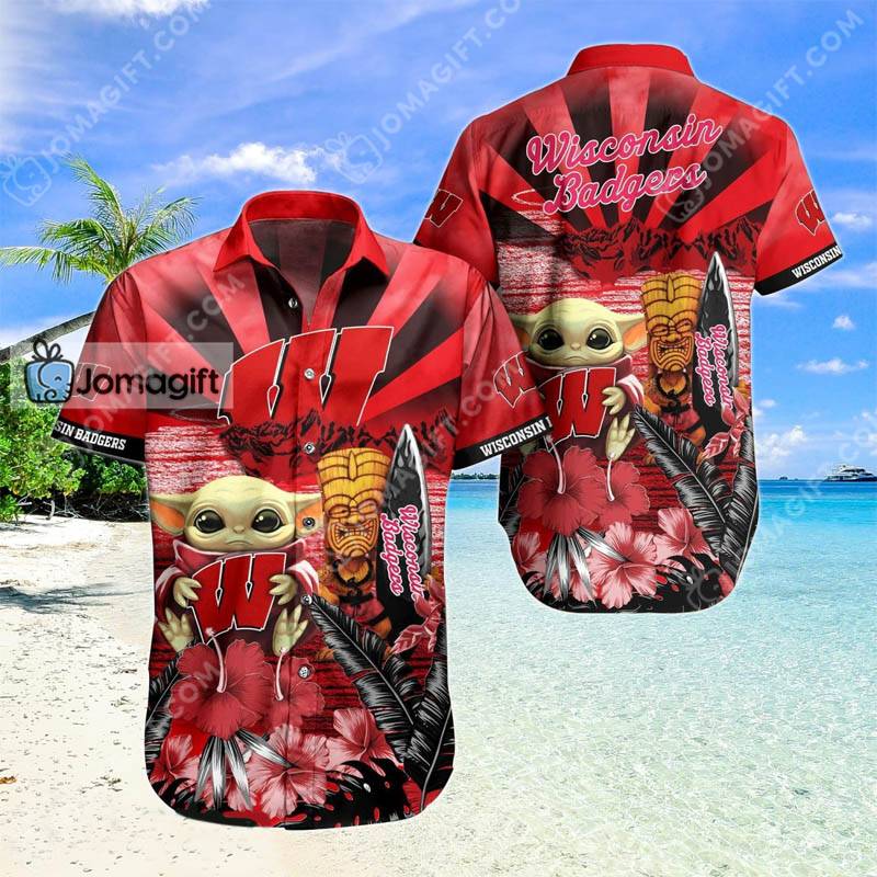 Baby Yoda Wisconsin Badgers Hawaiian Shirt - Gift for Fans