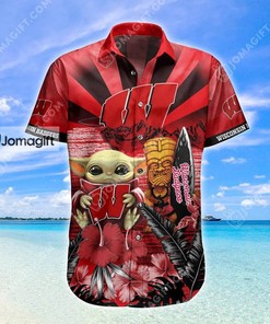 Baby Yoda Wisconsin Badgers Hawaiian Shirt - Gift for Fans
