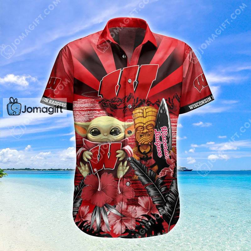 Baby Yoda Wisconsin Badgers Hawaiian Shirt - Gift for Fans