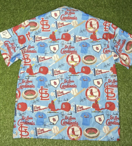 Baseball Fans! Show Your Support with Cardinal Hawaiian Print Button Up Shirt