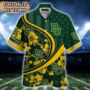 Baylor Bears NCAA US Flag Flower Hawaii Shirt For Fans
