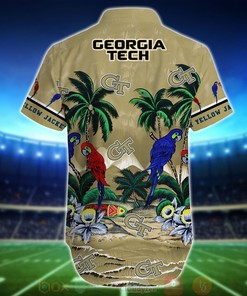 Best Tropical Sea and Parrots Aloha Shirt for Georgia Tech Yellow Jackets - Short for Fans