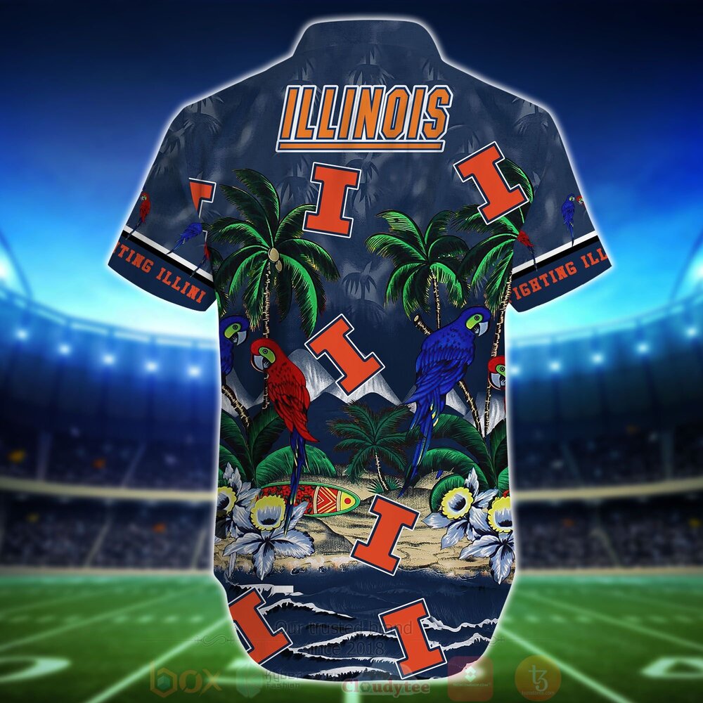 Best Tropical Sea and Parrots Aloha Shirt for Illinois Fighting Illini - Short for Fans