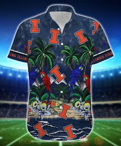Best Tropical Sea and Parrots Aloha Shirt for Illinois Fighting Illini - Short for Fans