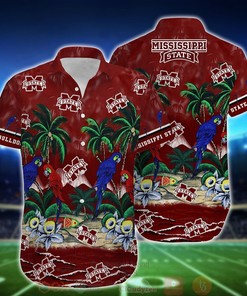 Best Tropical Sea and Parrots Aloha Shirt for Mississippi State Bulldogs - Short for Fans