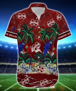Best Tropical Sea and Parrots Aloha Shirt for Mississippi State Bulldogs - Short for Fans
