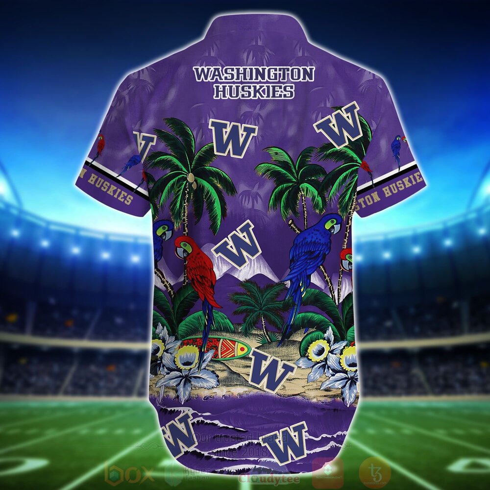 Best Tropical Sea and Parrots Aloha Shirt for Washington Huskies - Short for Fans