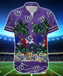 Best Tropical Sea and Parrots Aloha Shirt for Washington Huskies - Short for Fans