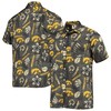 Black and Gold Iowa Hawkeyes Hawaiian Shirt with Flowers 