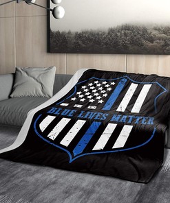 Blue Lives Matter Blanket - Support Police - Patriotic Flannel