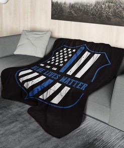 Blue Lives Matter Blanket - Support Police - Patriotic Flannel