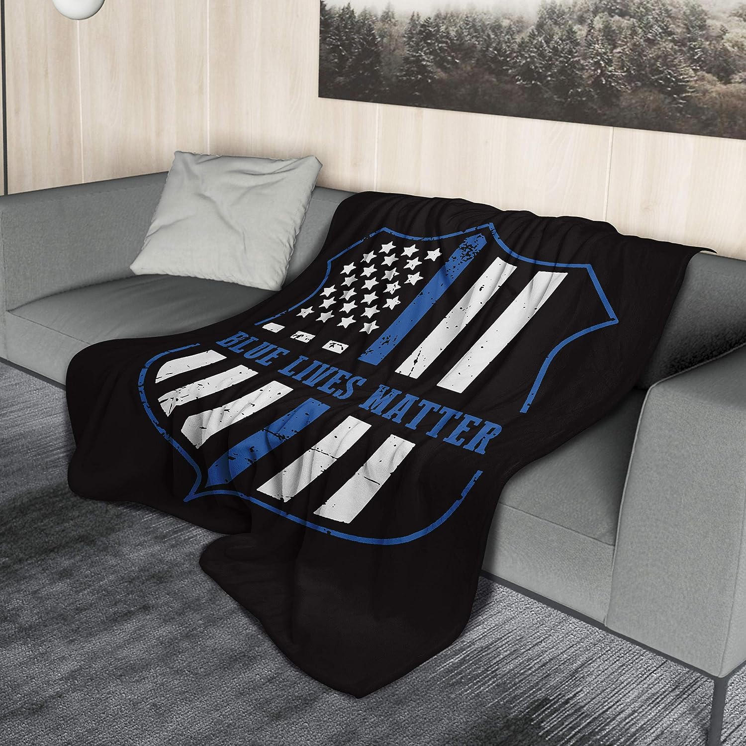 Blue Lives Matter Blanket - Support Police - Patriotic Flannel