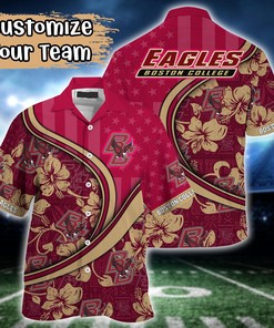 Boston College Eagles NCAA US Flag Flower Hawaii Shirt For Fans
